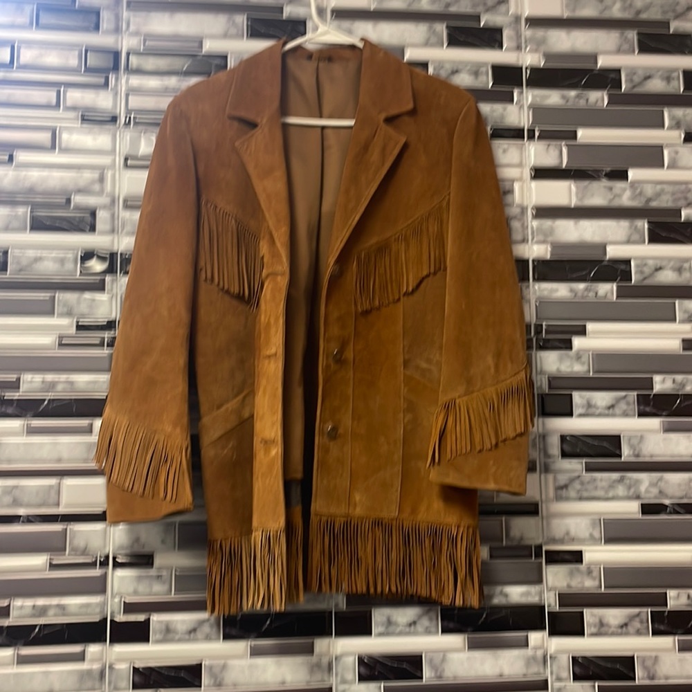 Vintage Pioneer Wear Women's Suede Leather Fringe Jacket Size 06 Made in USA!